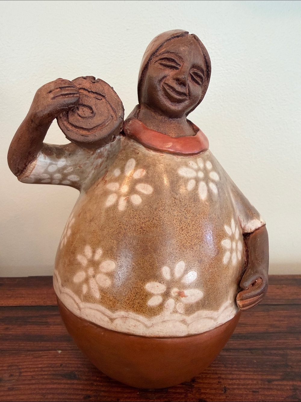 Handcrafted Peruvian Chulucanas Pottery Woman.  Signed by Artist.